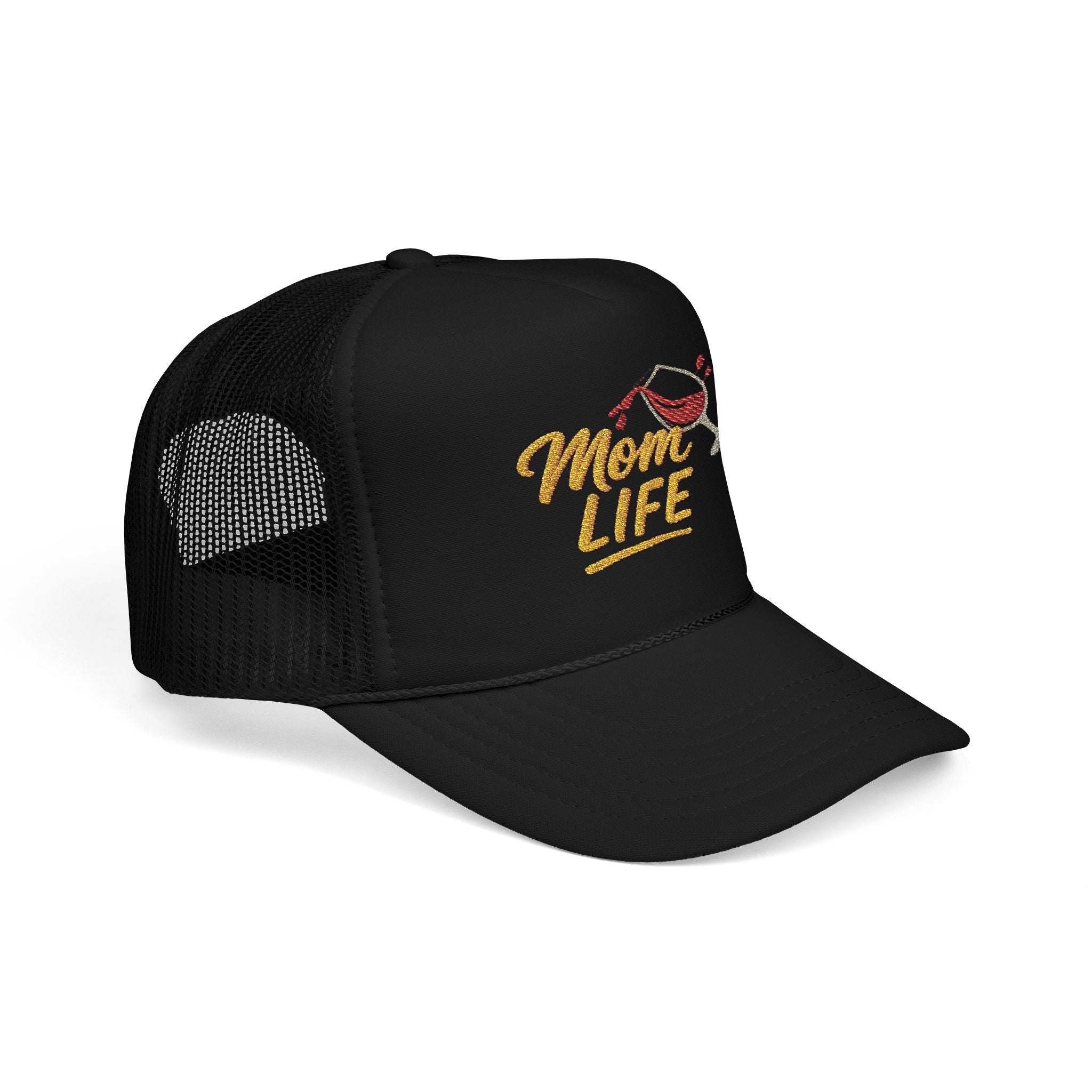 Mom Life Hat – Glass of Wine Edition | Trucker Cap for Real Moms